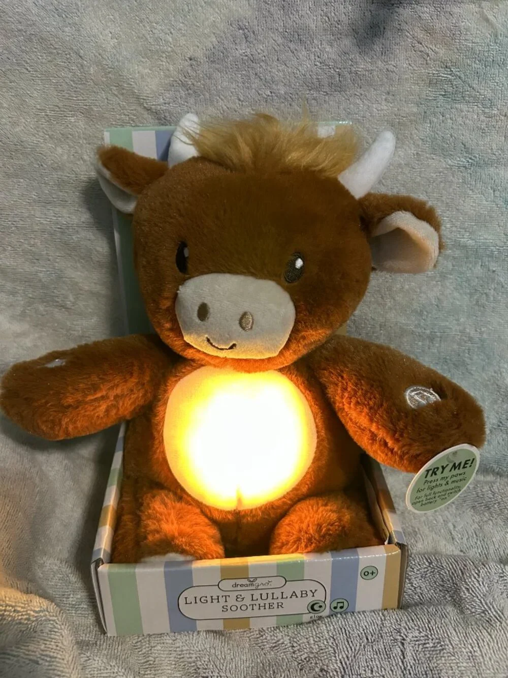 DreamGro Light & Lullaby Soother Brown Bull NWT